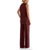 imagePRETTYGARDEN Womens 2 Piece Lounge Set 2025 Summer Casual Loose Tank Top Wide Leg Pants Matching Travel Outfits TracksuitWine Red