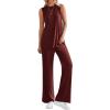 imagePRETTYGARDEN Womens 2 Piece Lounge Set 2025 Summer Casual Loose Tank Top Wide Leg Pants Matching Travel Outfits TracksuitWine Red