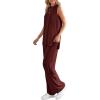 imagePRETTYGARDEN Womens 2 Piece Lounge Set 2025 Summer Casual Loose Tank Top Wide Leg Pants Matching Travel Outfits TracksuitWine Red