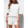 imagePRETTYGARDEN Womens 2 Piece Lounge Sets 2025 Summer Short Sleeve Tunic Tops Drawstring Shorts Matching Outfits TracksuitsWhite