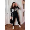 imagePRETTYGARDEN Womens 2 Piece Sets 2025 Long Sleeve Tops High Waisted Sweatpants Lounge Set Fall Fashion Travel OutfitsBlack