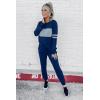 imagePRETTYGARDEN Womens 2 Piece Sets 2025 Long Sleeve Tops High Waisted Sweatpants Lounge Set Fall Fashion Travel OutfitsBright Blue