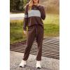imagePRETTYGARDEN Womens 2 Piece Sets 2025 Long Sleeve Tops High Waisted Sweatpants Lounge Set Fall Fashion Travel OutfitsBrown