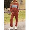 imagePRETTYGARDEN Womens 2 Piece Sets 2025 Long Sleeve Tops High Waisted Sweatpants Lounge Set Fall Fashion Travel OutfitsCaramel