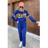 imagePRETTYGARDEN Womens 2 Piece Sets 2025 Long Sleeve Tops High Waisted Sweatpants Lounge Set Fall Fashion Travel OutfitsLeopard Blue