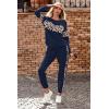 imagePRETTYGARDEN Womens 2 Piece Sets 2025 Long Sleeve Tops High Waisted Sweatpants Lounge Set Fall Fashion Travel OutfitsLeopard Navy