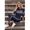 imagePRETTYGARDEN Womens 2 Piece Sets 2025 Long Sleeve Tops High Waisted Sweatpants Lounge Set Fall Fashion Travel OutfitsLeopard Navy