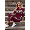 imagePRETTYGARDEN Womens 2 Piece Sets 2025 Long Sleeve Tops High Waisted Sweatpants Lounge Set Fall Fashion Travel OutfitsLeopard Wine Red