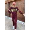 imagePRETTYGARDEN Womens 2 Piece Sets 2025 Long Sleeve Tops High Waisted Sweatpants Lounge Set Fall Fashion Travel OutfitsLeopard Wine Red