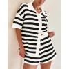 imagePRETTYGARDEN Womens 2 Piece Shorts Sets Casual Summer 2025 Short Sleeve Striped Sweater Set Matching Beach Vacation OutfitBlack