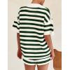 imagePRETTYGARDEN Womens 2 Piece Shorts Sets Casual Summer 2025 Short Sleeve Striped Sweater Set Matching Beach Vacation OutfitDark Green