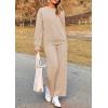 imagePRETTYGARDEN Womens 2025 Fall 2 Piece Outfits Long Sleeve Pullover Tops Wide Leg Pants Matching Lounge Sets Fashion ClothingApricot