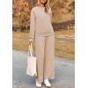 imagePRETTYGARDEN Womens 2025 Fall 2 Piece Outfits Long Sleeve Pullover Tops Wide Leg Pants Matching Lounge Sets Fashion ClothingApricot