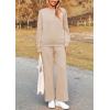 imagePRETTYGARDEN Womens 2025 Fall 2 Piece Outfits Long Sleeve Pullover Tops Wide Leg Pants Matching Lounge Sets Fashion ClothingApricot