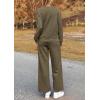 imagePRETTYGARDEN Womens 2025 Fall 2 Piece Outfits Long Sleeve Pullover Tops Wide Leg Pants Matching Lounge Sets Fashion ClothingArmy Green