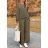 imagePRETTYGARDEN Womens 2025 Fall 2 Piece Outfits Long Sleeve Pullover Tops Wide Leg Pants Matching Lounge Sets Fashion ClothingArmy Green