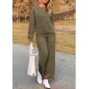 imagePRETTYGARDEN Womens 2025 Fall 2 Piece Outfits Long Sleeve Pullover Tops Wide Leg Pants Matching Lounge Sets Fashion ClothingArmy Green