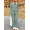 imagePRETTYGARDEN Womens 2025 Fall 2 Piece Outfits Long Sleeve Pullover Tops Wide Leg Pants Matching Lounge Sets Fashion ClothingBean Green