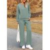 imagePRETTYGARDEN Womens 2025 Fall 2 Piece Outfits Long Sleeve Pullover Tops Wide Leg Pants Matching Lounge Sets Fashion ClothingBean Green