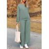 imagePRETTYGARDEN Womens 2025 Fall 2 Piece Outfits Long Sleeve Pullover Tops Wide Leg Pants Matching Lounge Sets Fashion ClothingBean Green