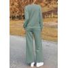 imagePRETTYGARDEN Womens 2025 Fall 2 Piece Outfits Long Sleeve Pullover Tops Wide Leg Pants Matching Lounge Sets Fashion ClothingBean Green