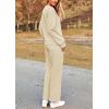 imagePRETTYGARDEN Womens 2025 Fall 2 Piece Outfits Long Sleeve Pullover Tops Wide Leg Pants Matching Lounge Sets Fashion ClothingBeige