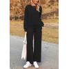 imagePRETTYGARDEN Womens 2025 Fall 2 Piece Outfits Long Sleeve Pullover Tops Wide Leg Pants Matching Lounge Sets Fashion ClothingBlack