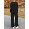 imagePRETTYGARDEN Womens 2025 Fall 2 Piece Outfits Long Sleeve Pullover Tops Wide Leg Pants Matching Lounge Sets Fashion ClothingBlack