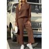 imagePRETTYGARDEN Womens 2025 Fall 2 Piece Outfits Long Sleeve Pullover Tops Wide Leg Pants Matching Lounge Sets Fashion ClothingBrown
