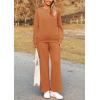 imagePRETTYGARDEN Womens 2025 Fall 2 Piece Outfits Long Sleeve Pullover Tops Wide Leg Pants Matching Lounge Sets Fashion ClothingBrown Orange
