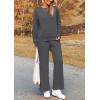 imagePRETTYGARDEN Womens 2025 Fall 2 Piece Outfits Long Sleeve Pullover Tops Wide Leg Pants Matching Lounge Sets Fashion ClothingDark Grey