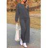 imagePRETTYGARDEN Womens 2025 Fall 2 Piece Outfits Long Sleeve Pullover Tops Wide Leg Pants Matching Lounge Sets Fashion ClothingDark Grey