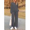 imagePRETTYGARDEN Womens 2025 Fall 2 Piece Outfits Long Sleeve Pullover Tops Wide Leg Pants Matching Lounge Sets Fashion ClothingDark Grey