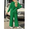 imagePRETTYGARDEN Womens 2025 Fall 2 Piece Outfits Long Sleeve Pullover Tops Wide Leg Pants Matching Lounge Sets Fashion ClothingGreen