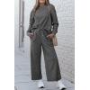 imagePRETTYGARDEN Womens 2025 Fall 2 Piece Outfits Long Sleeve Pullover Tops Wide Leg Pants Matching Lounge Sets Fashion ClothingGrey