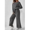 imagePRETTYGARDEN Womens 2025 Fall 2 Piece Outfits Long Sleeve Pullover Tops Wide Leg Pants Matching Lounge Sets Fashion ClothingGrey
