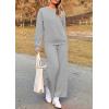imagePRETTYGARDEN Womens 2025 Fall 2 Piece Outfits Long Sleeve Pullover Tops Wide Leg Pants Matching Lounge Sets Fashion ClothingLight Grey