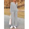 imagePRETTYGARDEN Womens 2025 Fall 2 Piece Outfits Long Sleeve Pullover Tops Wide Leg Pants Matching Lounge Sets Fashion ClothingLight Grey