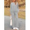 imagePRETTYGARDEN Womens 2025 Fall 2 Piece Outfits Long Sleeve Pullover Tops Wide Leg Pants Matching Lounge Sets Fashion ClothingLight Grey