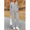 imagePRETTYGARDEN Womens 2025 Fall 2 Piece Outfits Long Sleeve Pullover Tops Wide Leg Pants Matching Lounge Sets Fashion ClothingLight Grey
