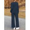 imagePRETTYGARDEN Womens 2025 Fall 2 Piece Outfits Long Sleeve Pullover Tops Wide Leg Pants Matching Lounge Sets Fashion ClothingNavy