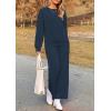 imagePRETTYGARDEN Womens 2025 Fall 2 Piece Outfits Long Sleeve Pullover Tops Wide Leg Pants Matching Lounge Sets Fashion ClothingNavy