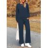 imagePRETTYGARDEN Womens 2025 Fall 2 Piece Outfits Long Sleeve Pullover Tops Wide Leg Pants Matching Lounge Sets Fashion ClothingNavy
