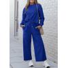 imagePRETTYGARDEN Womens 2025 Fall 2 Piece Outfits Long Sleeve Pullover Tops Wide Leg Pants Matching Lounge Sets Fashion ClothingRoyal Blue