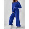 imagePRETTYGARDEN Womens 2025 Fall 2 Piece Outfits Long Sleeve Pullover Tops Wide Leg Pants Matching Lounge Sets Fashion ClothingRoyal Blue