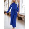 imagePRETTYGARDEN Womens 2025 Fall 2 Piece Outfits Long Sleeve Pullover Tops Wide Leg Pants Matching Lounge Sets Fashion ClothingRoyal Blue