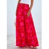 imagePRETTYGARDEN Womens 2025 Summer Flowy Wide Leg Palazzo Pants Dressy Casual Elastic High Waisted Pockets Boho Beach TrousersFloral Red Pink