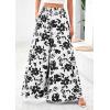imagePRETTYGARDEN Womens 2025 Summer Flowy Wide Leg Palazzo Pants Dressy Casual Elastic High Waisted Pockets Boho Beach TrousersFloral White Black