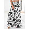 imagePRETTYGARDEN Womens 2025 Summer Flowy Wide Leg Palazzo Pants Dressy Casual Elastic High Waisted Pockets Boho Beach TrousersFloral White Black