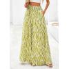 imagePRETTYGARDEN Womens 2025 Summer Flowy Wide Leg Palazzo Pants Dressy Casual Elastic High Waisted Pockets Boho Beach TrousersFloral White Green